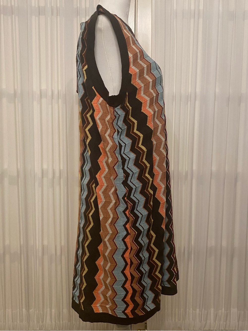 Missoni x Target Sleeveless Chevron Knit Midi Dress in Brown with Multicolor 1X - Picture 3 of 10